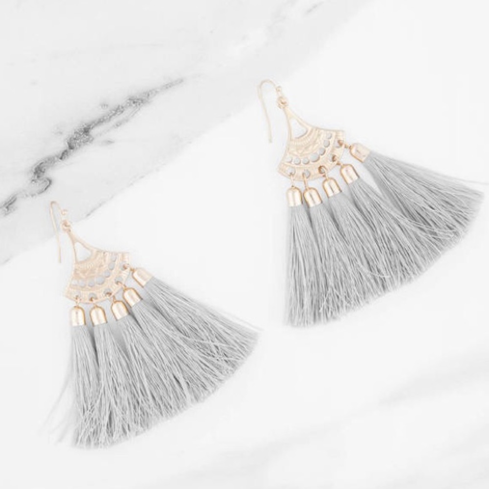 Grey Tassel Earrings